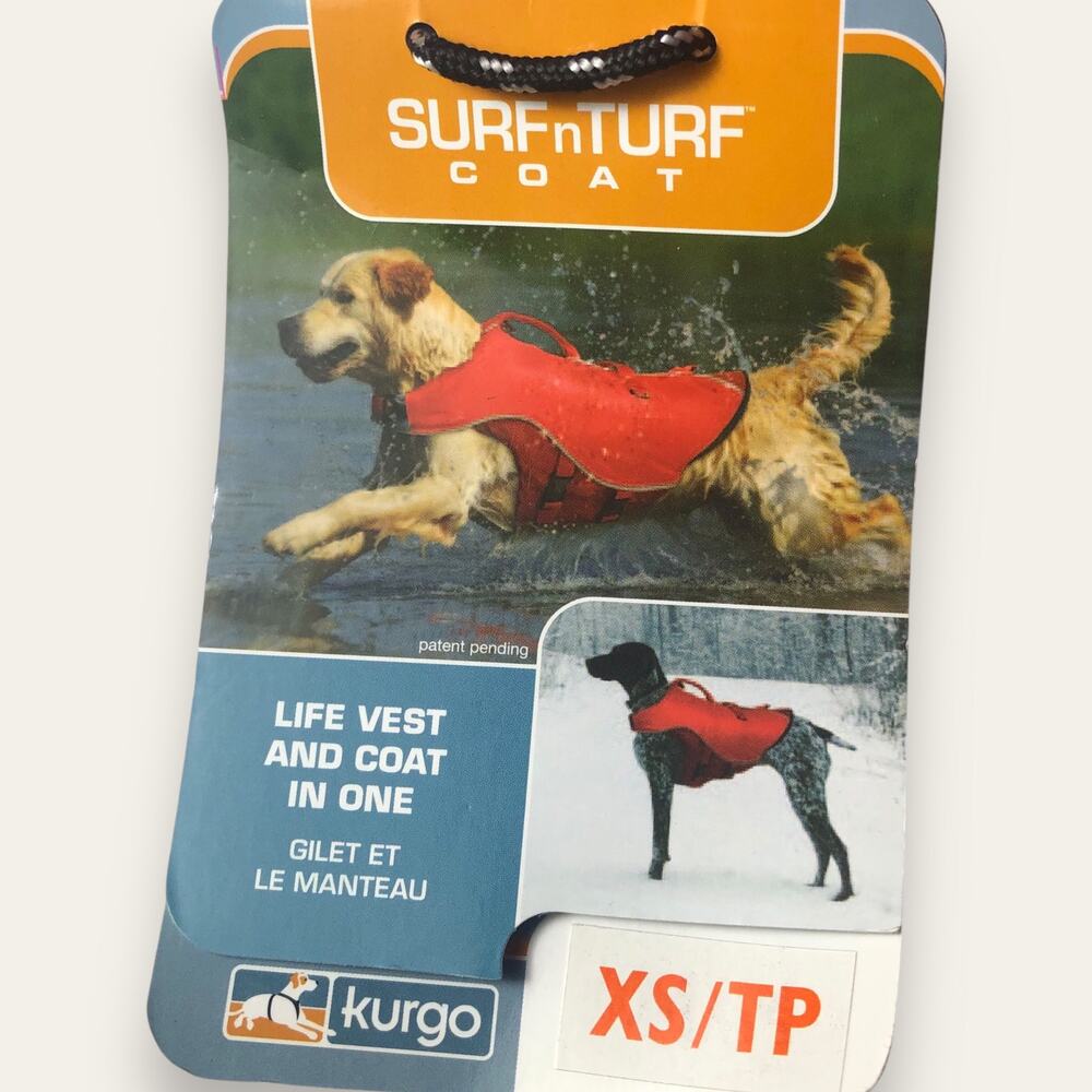 XS Kurgo Surf n' Turf Dog Life Jacket - Dog PFD - Travel, Hiking, Swimming Lake